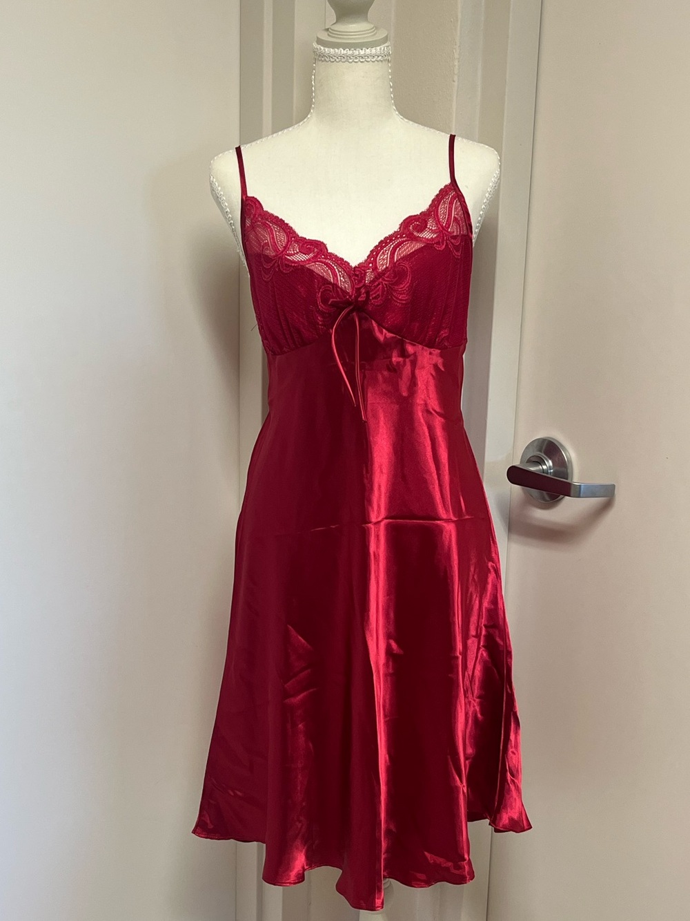 Y2K | Red Silky Lace-Trim